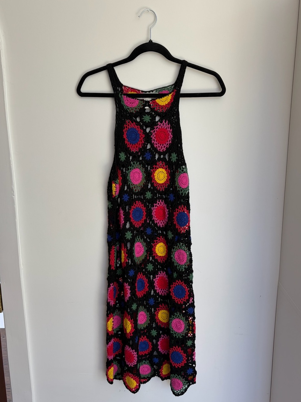H&M Loves Coachella Crochet Maxi Dress US 12 Festival Boho 100% Cotton Cover Up